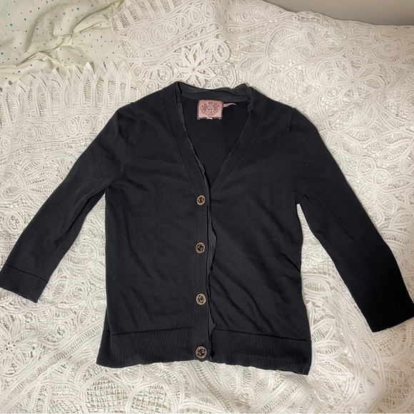 Juicy Couture Black Button Up Cardigan - Size L - Picture 3 of 13